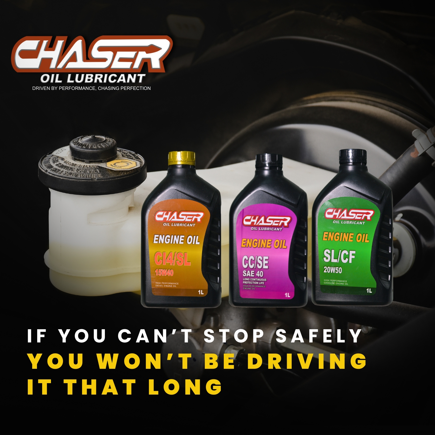 Chaser Oil Lubricant tip — Flush the brake fluid